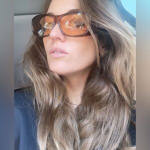 Coach Samantha retro wrap around brown lens Tortoise Shell Sunglasses